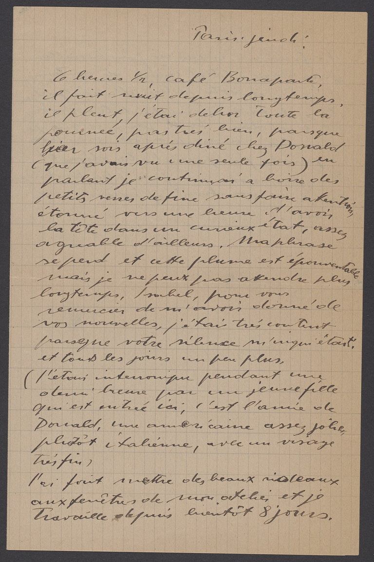 Fondation Giacometti -  Alberto Giacometti, brouillon de lettre à Isabel (dans enveloppe vierge), estimé 1938, 2003-1879 