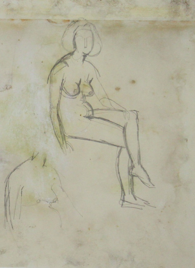 Fondation Giacometti -  Torse et nu assis, les jambes croisées, vers 1935-1940, crayon, 25,90 x 20,80, coll.Fondation Giacometti, Paris. 1994-2328