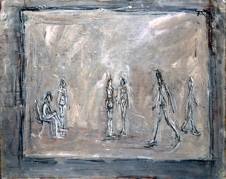 Fondation Giacometti -  Alberto Giacometti, Au sphinx, vers 1950, huile, 34 x 40 cm, coll. privée