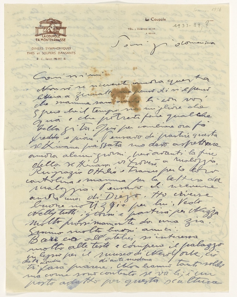 Fondation Giacometti -  Publications, "Lettres d'Alberto Giacometti à sa famille"
