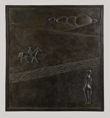 Fondation Giacometti -  [Nude Woman and a Horserider in a Landscape, Bas-Relief]