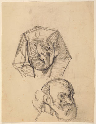 Fondation Giacometti -  Copies after a Head of Senwosret III and after Cézanne Self-portrait