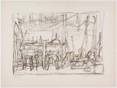 Fondation Giacometti -  [L'"Homme qui pointe" dans l'atelier]