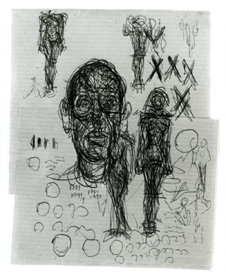 Fondation Giacometti -  [Tête d'homme et femme debout]