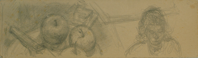 Fondation Giacometti -  [Pommes dans une assiette et buste de femme] (recto) / [Pommes dans une assiette] (verso)