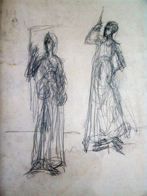 Fondation Giacometti -  [After Andrea del Castagno : Sibylle de Cumes and Reine Tomyris]