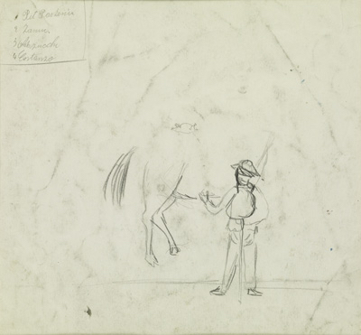 Fondation Giacometti -  [After the Cub Bear Hunt] (recto) / [Sketch of a Man and a Horse] (verso)