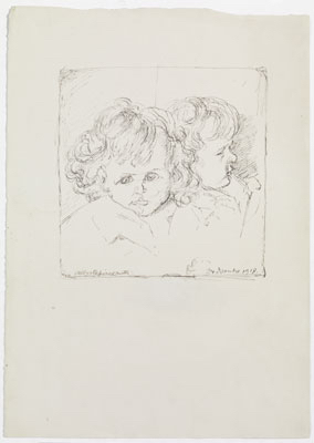 Fondation Giacometti -  [Têtes d'enfants, face et profil] (recto) / [Assiette de pommes] (verso)