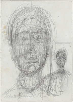 Fondation Giacometti -  [Head of man and bust of man] (recto) / [Copie after : le Christ dans une mandorle de Saint-Sernin de Toulouse] (verso)