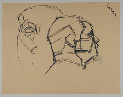 Fondation Giacometti -  [D'après une sculpture égyptienne : Tête de face et de profil]