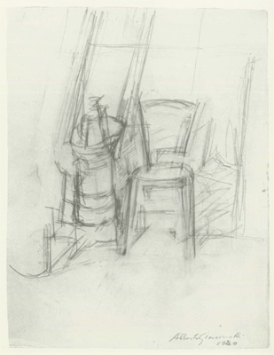 Fondation Giacometti -  [Poêle et chaise dans l'atelier]