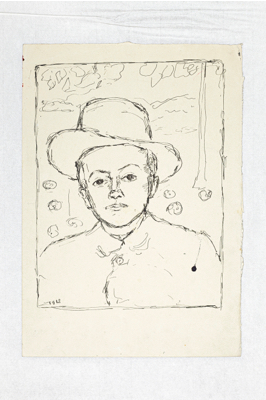 Fondation Giacometti -  Portrait de Renato Stampa (recto), Copies d'après Pretraque et d'après un portrait d'homme (verso)