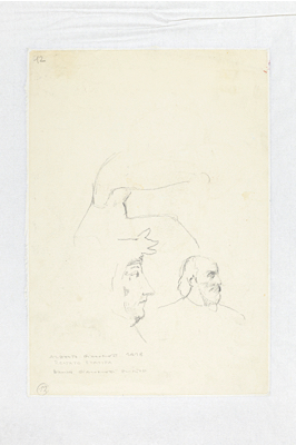 Fondation Giacometti -  Portrait de Renato Stampa (recto), Copies d'après Pretraque et d'après un portrait d'homme (verso)