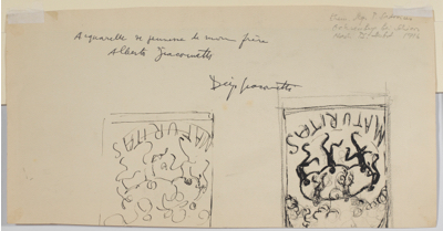 Fondation Giacometti -  [Paysage de montagnes (vue de l'Ochsenberg depuis Schiers)] (recto) / [dessin "Maturitas"] (verso)