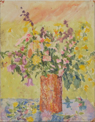 Fondation Giacometti -  Bouquet dans un vase (recto)-Bouquet dans un vase (verso)