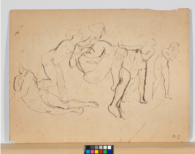 Fondation Giacometti -  D'après Michel-Ange, études de figures nues de la Chapelle Sixtine (recto / verso)