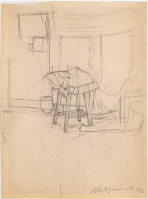 Fondation Giacometti -  Stool with Pillow (recto) / Seated Nude (verso)