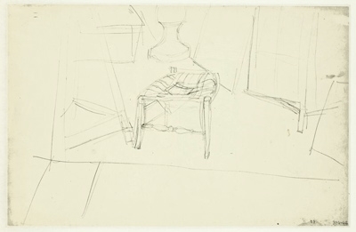 Fondation Giacometti -  [Sculptures in the Studio] (recto) / [Chair in the Studio] (verso)