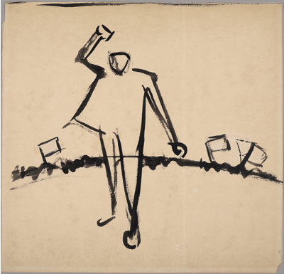 Fondation Giacometti -  "Où va la peinture", Drawing for the Magazine Commune (recto) / Fragment of a Portrait (verso)