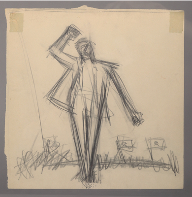 Fondation Giacometti -  "Où va la peinture", drawing for the magazine Commune (recto)