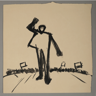 Fondation Giacometti -  "Où va la peinture", drawing for the magazine Commune (recto)