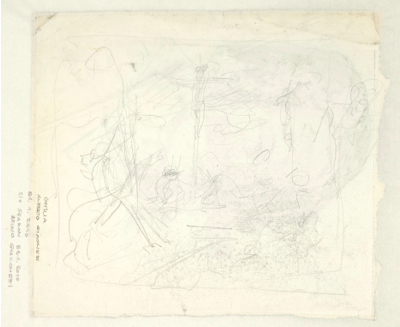 Fondation Giacometti -  Portrait d'Ottilia (recto) / Esquisse de copie d'après une crucifixion (verso)