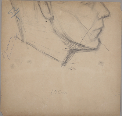 Fondation Giacometti -  "Où va la peinture", Drawing for the Magazine Commune (recto) / Fragment of a Portrait (verso)