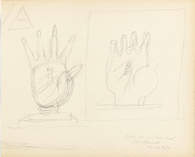 Fondation Giacometti -  La main (Recto) / Animal I et Le Chevalier de paille (Verso), dessins pour l'Air de l'eau